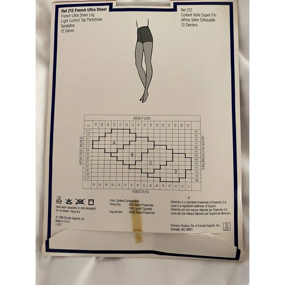 ViTG 90s Givenchy Pantyhose Size B French Ultra Sheer SILVER Light Control Top - Picture 2 of 5